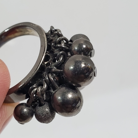 Gunmetal gray silvertone bubble ball dangle bobble ring sz 9 - Picture 5 of 11